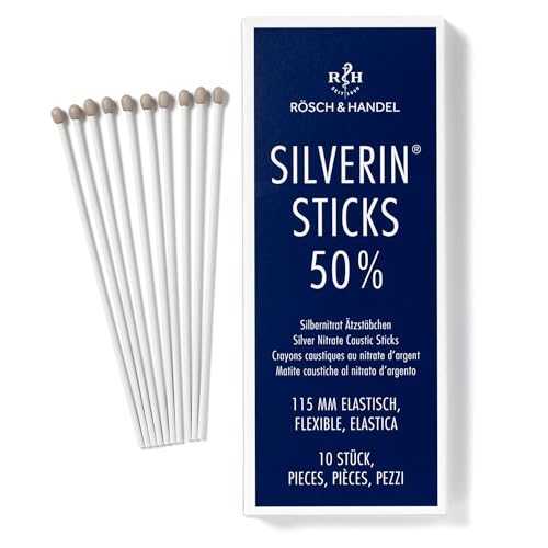 SILVERIN Sticks Silver Nitrate Caustic Pencil 10 Flexible Applicators 115mm