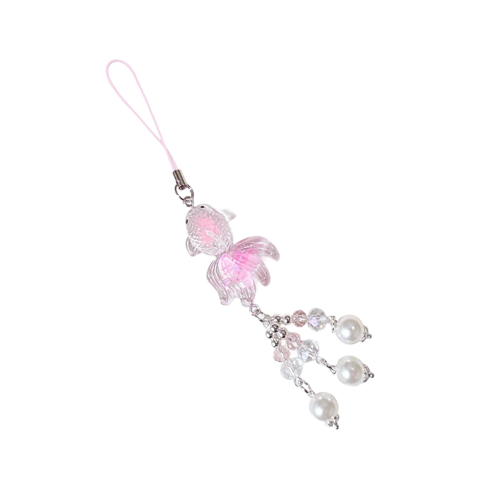 APGLSXY Luminescent Fish Acrylic Keychain Beaded Keyring Holder Charm Ornament for Phone Decorations and Luminescent Fish Keychain for Phone