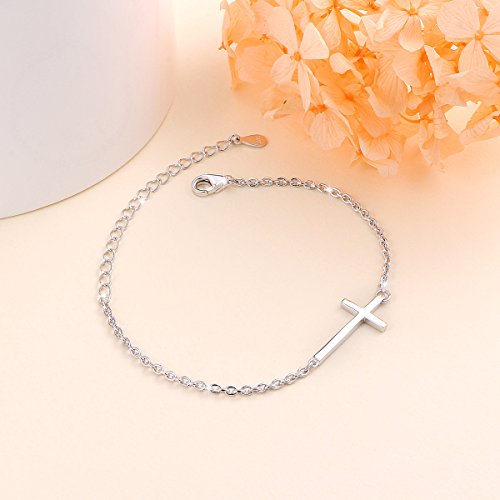 Cross Anklet For Women S925 Sterling Silver Adjustable Foot Ankle Bracelet 10 #TOP2