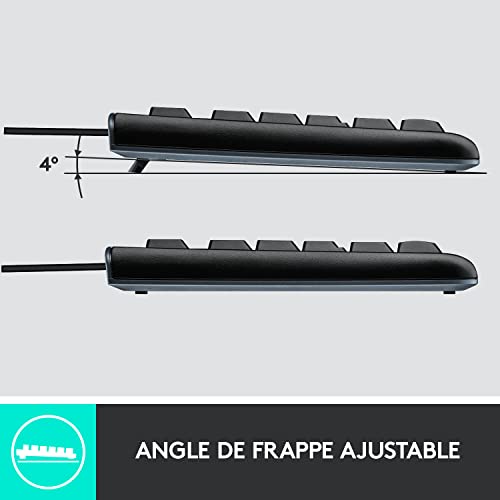 Logitech MK120 Combo Clavier et Souris Filaire pour Windows, Clavier Allemand QWERTZ - Noir