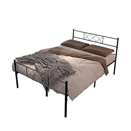 Metal Full Bed Frame With Headboard And Footboard Heavy Duty Steel Slat Support Mattress Foundation Metal Double Bed Frame Extra-Strong Support &Non-Slip, No Noise & No Box Spring Needed (Gold) #TOP2