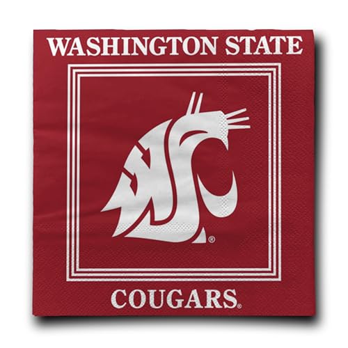 NCAA Washington State Cougars I Luncheon Napkins – Officially Licensed 2-Ply Party Napkins for Tailgates & Game Day Events – Pack of 16 by Westrick