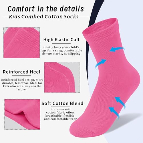 Kids Classic Crew Dress Socks Elastic Stay Up Top Seamless Toe Soft Breathable Girls Boys Socks 6-8 Years2