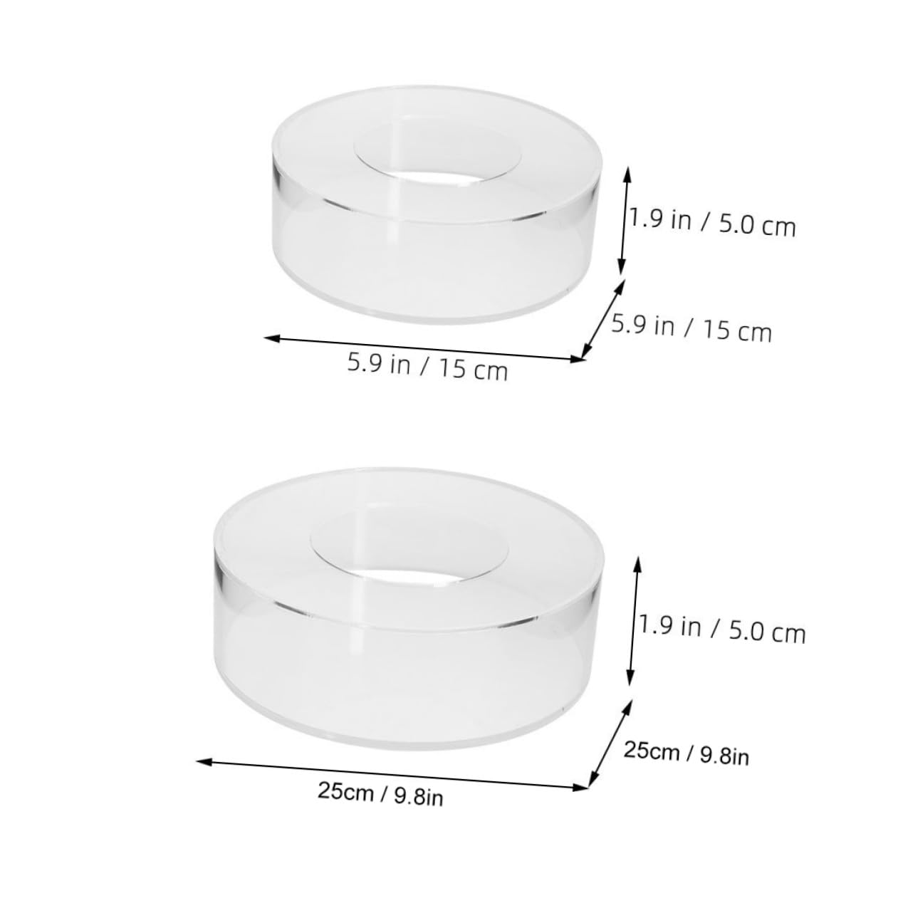 NOLITOY Soporte para Pasteles Redondo Rellenable de Acrílico Transparente, 2 Piezas, Bandeja para Cupcakes y Postres, Adecuado para Fiestas, Bodas y Mesa Dulce