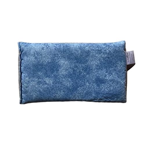 SacksyThyme Microwave Heating pad for Back, Neck, Menstrual Cramps, Shoulders, Leg Pain Relief - Hot Moist Microwavable Therapy Pack - Blue Unscented Flaxseed Heat Pad Made in USA