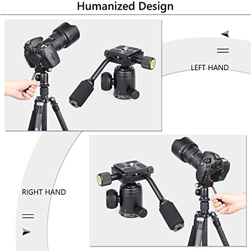 Rotule de Trépied avec Poignée, D30 Rotule Tout Métal CNC Monopode Panoramique Support de Caméra avec Deux Plaques de Dégagement Rapide de 1/4, Charge Maximale 22lbs/10kg