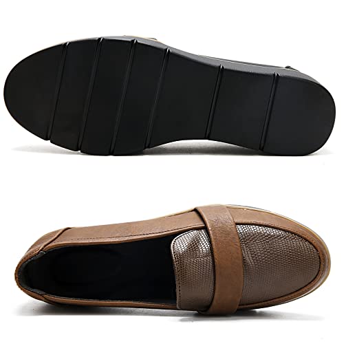 Image of UZB Slip On Loafers for Womens Leather Comfort Memory Foam Dress Shoes