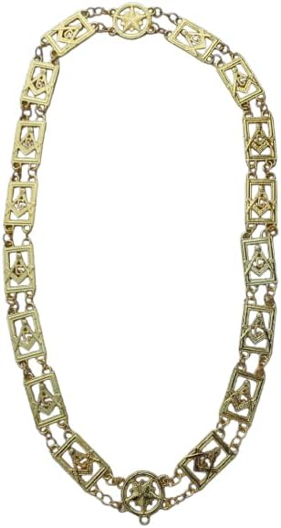 Masonic Blue Lodge Gold Plated Chain Collar G Compass Master Mason QM77 | Gold Plated Finish, Master Mason, Chain Collar, Blue Lodge, G Compass Design