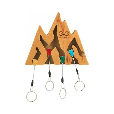 YY Vertical Mountain Decor Keyholder in Cherry Wood, Climb Every Mountain Wall Decor - Ideal Gifts for Mountain Climbers, 4 Key Rings Included - Perfect for Mountain Lovers… Cover