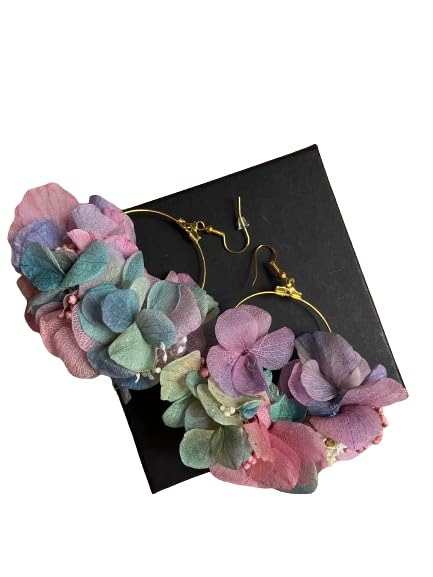 Boucles d'oreilles hydrangea avec grand dégradé rose de luxe