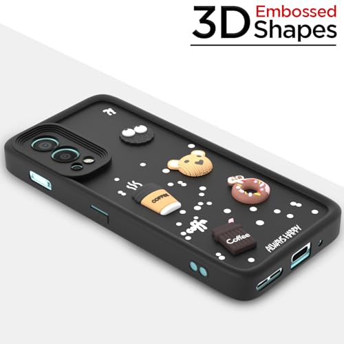 Image of Pikkme Back Cover for Oneplus Nord 2 5G | Cute Fun Cartoon 3D Bear Silicone Full Body Protection Bumper Case (Black)