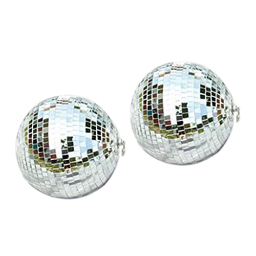 Adornos para Árbol de Navidad, 2 Unidades de Bolas Espejadas Disco Ball, Decoración Navideña y para Bodas, Bola Colgante Plateada para Fiestas, Diámetro 10 cm miniatura 1