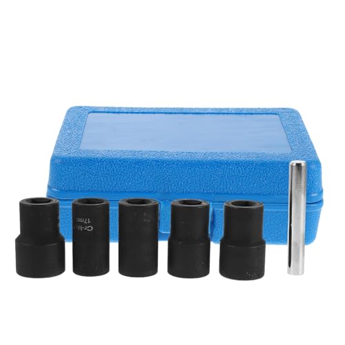 OSOLADY ナットエクストラクターソケットセット 1セット: フリップエディションラグナットリムーバー - 17/19/21/22/24mm - ガレージ壊れたボルト取り外しソケット - エンジン用スクリューエクストラクター