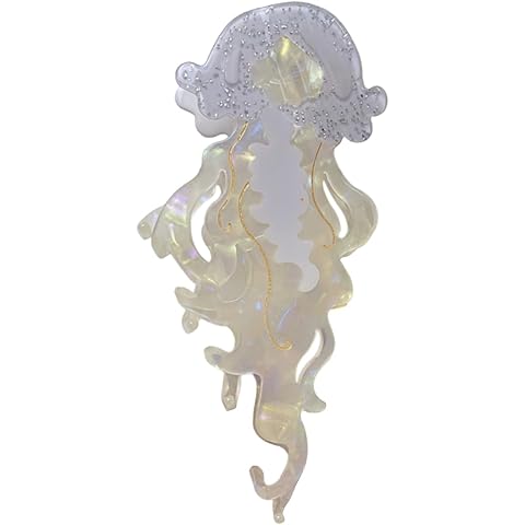 Novelty White Jellyfish Claw Clip,Funny Acetate Claw Clip for Women,Fashion Hair Clip