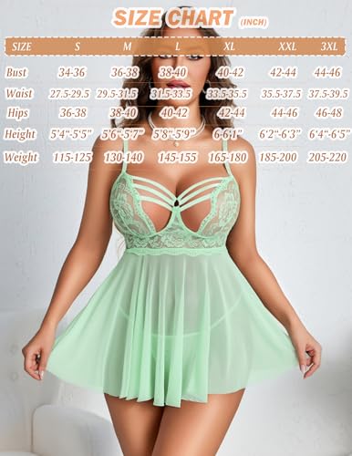 Image of Avidlove Women Lingerie Lace Babydoll Sexy Chemise Nightwear Teddy V Neck Sleepwear Boudoir Outfits