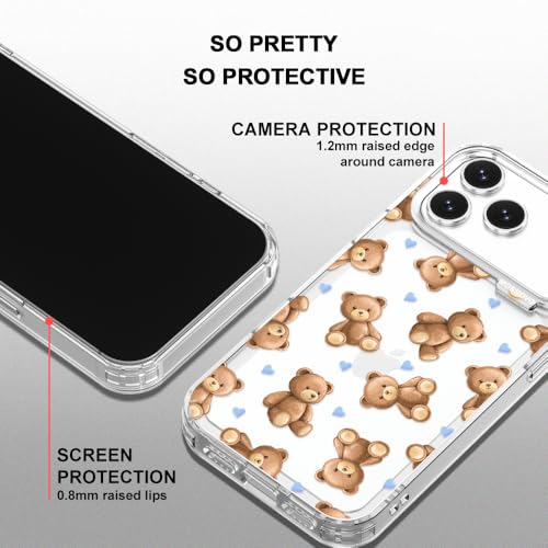 MOSNOVO for iPhone 17 Pro Max Case, Shockproof Military-Grade Protection 6.6ft Drop Tested, Camera Control, Clear Phone Case for iPhone 17 Pro Max, Teddy Mood Design by MOSNOVO - Used condition - Image 4