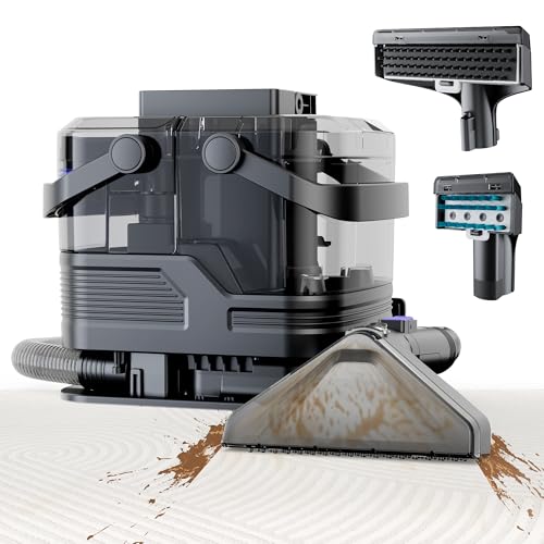 Portable Carpet Spot Cleaner Machines - Upholstery Deep Cleaner 20 Kpa Powerful Suction with Dual Size BrushHead, 3-IN-1 Function Deep Stain Cleaning for Carpet, Car Seats, Pets, Couches