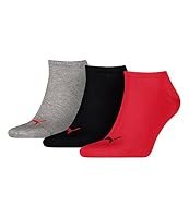 Puma Damen und Herren Sneaker Socken in Schwarz, Rot und Grau aus Soft Cotton. black/red/grey Gr. 35/38 – Ansicht 2