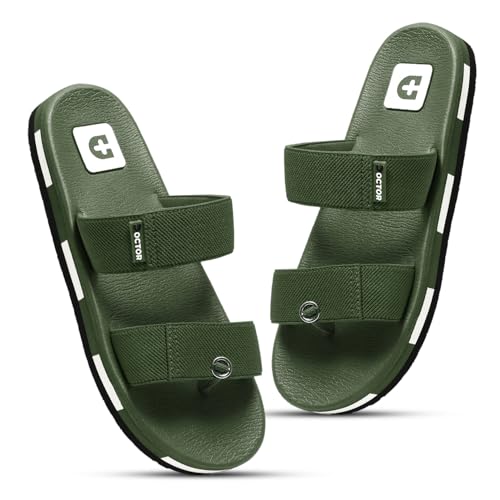 Image of DOCTOR HEALTH SUPER SOFT Men's Casual Slippers with Soft Cushioned Sole, Double Strap with Toe Loop Design, Lightweight Anti-Slip Everyday Wear Slippers for Home and Outdoor Use