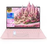 15.6 inch Pink Laptop Computer, Alder Lake Quad Core N95 CPU Laptop, 16GB DDR4 512GB SSD Portable Laptop PC with Fingerprint Unlock, FHD IPS Display, Color Backlit KB, WiFi5 Bluetooth 4.2,HDMI, USB3.0