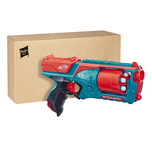 Nerf Elite Strongarm orangefarbener Blaster – Rotationstrommel, Schnellfeuer, 6 Nerf Elite Darts – für Kinder, Teenager, Erwachsene