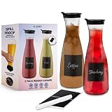 UMIEN Carafe Pitcher – Clear Beverage Carafes with Flip Top Lid, Iced Tea, Mimosas, Laundry Detergen