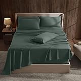 Hearth & Harbor Extra Deep Pocket Sheet Sets, Luxury Soft 6 Piece Bed Sheet Set Fits Mattress 18-24 Inches - King, Forest Green