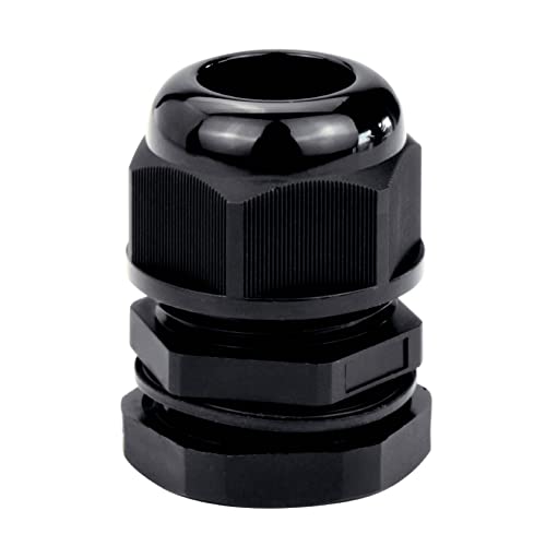 Conextlink 5pcs Waterproof IP68 Nylon Firewall Bushing Grommet Cable Gland Joint Adjustable Locknut Protectors for Power Cable (1/0 Gauge, Black)