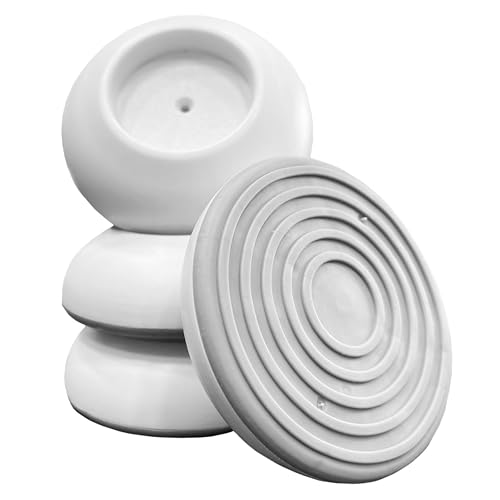 BOMI Elefantenfüße 4er Set rund, Weiß I Wandschutzpads für Treppenschutzgitter ohne Bohren & Türschutzgitter I Antirutsch-Funktion I Wandpads zum Klemmen I Hochwertiges Zubehör für Kinderschutzgitter