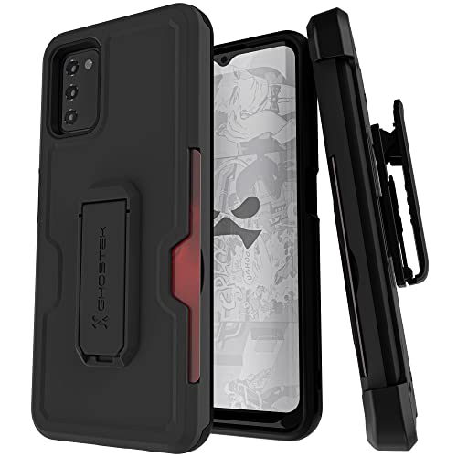 Ghostek IRON Armor Samsung Galaxy A03s Case with Belt Clip, Card Holder and Kickstand Tough Heavy Duty Protection Rugged Protective Phone Covers Designed for 2021 Samsung A03s (6.5 Inch) (Matte Black)