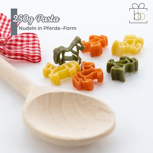 Bull & Bear bunte Pferde Nudeln 250g, Motivnudeln aus Hartweizengrieß, handgefertigt in deutscher Manufaktur, Pasta Geschenk