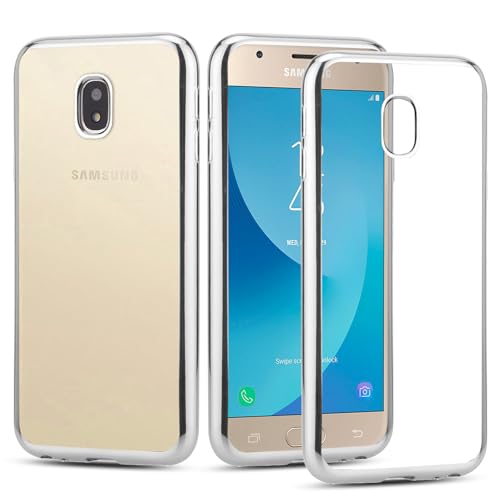 Image of Case for Samsung Galaxy J5 2017 Transparent Gel Soft TPU Silicone Gel with Chrome Frame Cover for Samsung Galaxy J5 2017 (Silver)