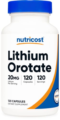 Nutricost Lithium Orotate 20mg 120 Capsules Vegan Gluten-Free GMO-Free