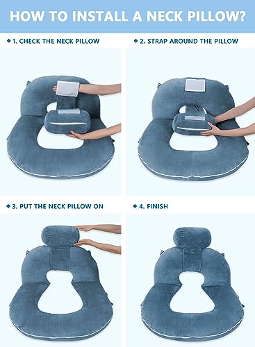 INSEN Reading Pillow, Back Pillow for Sitting in Bed for Reading, Nurse & Relax, Reading Pillow for Adults, Moms & Kids, Sit Up Pillow for Bed, Upgrade, Blue