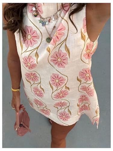 Floerns Women's Sleeveless Floral Tank Dress Crew Neck Beach Tunic Tank Dresses2