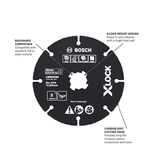 Bosch Cmwx500 5 In. X-Lock Carbide Multi-Wheel Compatible With 7/8 In. Arbor For Applications In Cutting Wood, Wood With Nails, Plastic, Plaster #TOP1