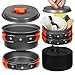 REDCAMP 12 PCS Camping Cookware Mess Kit, 800ml (28oz) Backpacking Camping Pot+Pan Set, Lightweight and Compact Cookware for Hiking, Picnic and Camping