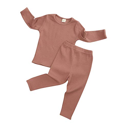 Roupas para meninos calças de dormir sólidas conjunto de bebês meninas crianças pijama de malha infa