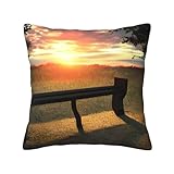 OXKGHHO Lonely Bench - Cuscini decorativi con stampa tramonto e panchina, multiple, per decorare la casa
