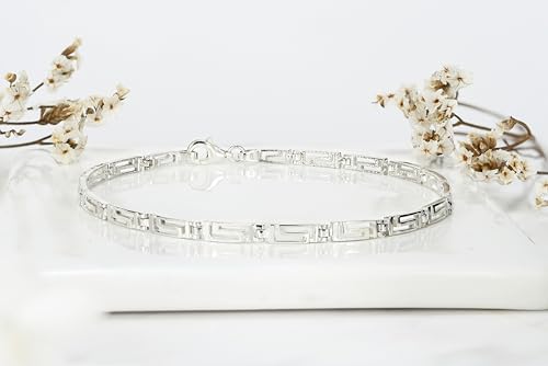 AeraVida Stunning Greek Key Motif in .925 Sterling Silver Bracelet | Greek Key Bracelet | Greek Jewelry For Women4