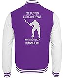 Galeriemode Eishockey Fan Mannheim - College Sweatjacke -XL-Lila-Weiss