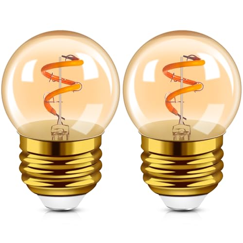 Hcnew G40 E27 LED Edison Vintage Glühlampe Warmweiss 1w Ersetzt 10W Mini Globe Spiralfilament Dekorative Glühbirnen Ersatzbirnen 2200K 2er-Pack