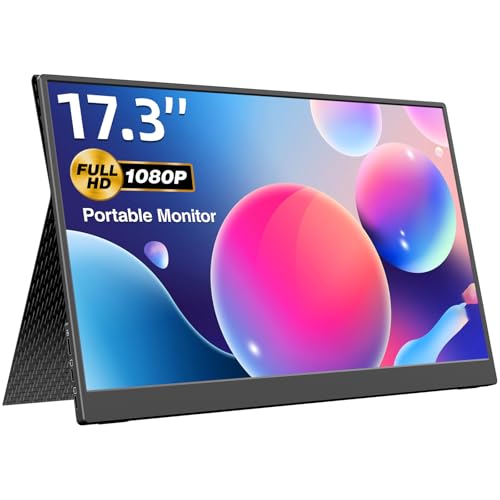 Image of kksmart Portable Monitor 17.3 inch 1080P FHD 100% sRGB 60Hz, Travel Monitor for Laptop MacBook Surface PC Xbox PS5, HDMI Dual USB-C VESA Compatible Built-in Speaker