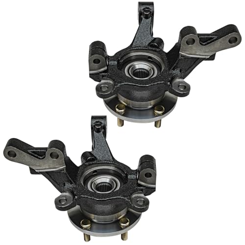 Image of Detroit Axle - Front Steering Knuckles and Wheel Hub Bearings Lower Control Arms w /Ball Joints for Rear Drum 2007-2012 Dodge Caliber 2008 2009 2010 2011 Replacement