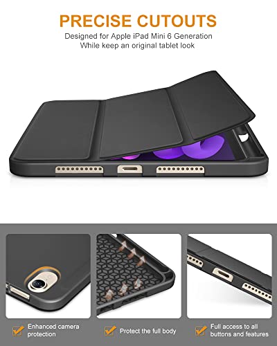 Dtto Case For Ipad Mini 6Th Generation 2021 With Pencil Holder, Slim Lightweight Magnetic Smart Cover, Auto Wake/Sleep For Ipad Mini 6Th Generation, 8.3 Inch Black #TOP4