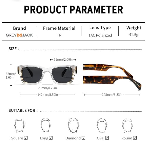Image of grey jack 100% UV Protection Shades Retro Polarized Sunglasses for Men Women Branded Stylish Design Glasses 3316