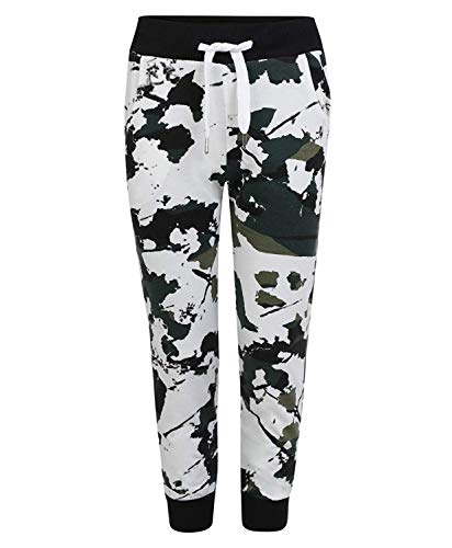 LOTMART Enfants Camouflage Bas Survêtement Garçon Fille Jogging Adolescente Pantalon Survêtement - Blanc, 7-8 Ans Cover