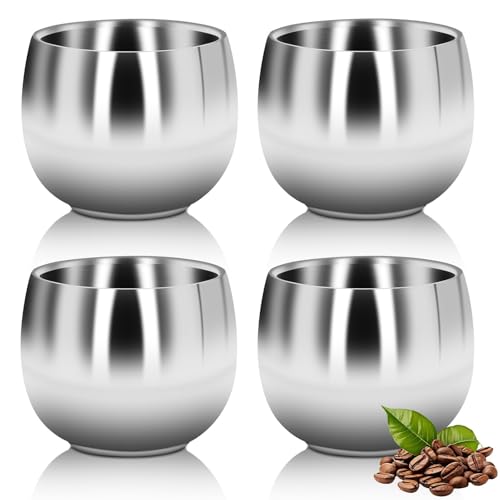 150 ml 4 Pezzi Tazza con Isolamento A Doppia Parete, Set di bicchieri da vino senza stelo in acciaio inossidabile per Campeggio All'aperto Escursionismo Picnic