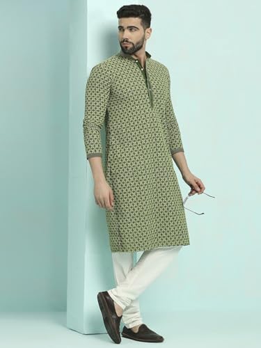 Image of Rajubhai Hargovindas Men's Chikankari Embroidered Cotton Kurta (Ches)