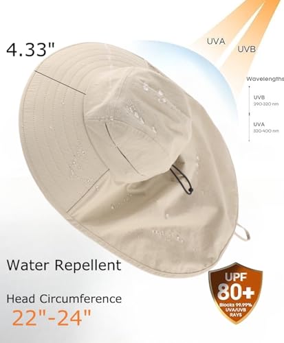 Image of Home Prefer UPF 80+ Sun Hat for Men Women Wide Brim Sun Hat with Neck Flap Summer Beach UV Protection Gardening Fishing Hat
